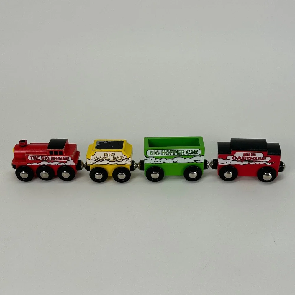 Maxim Enterprise Wooden Train Set The Big‎ Engine Coal Hopper Caboose 4pc